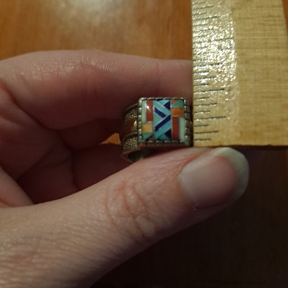 Multicolor Geometric Inlay Ring - Picture 11 of 11